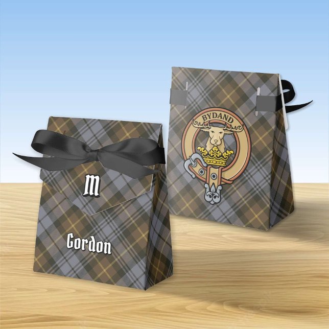 Caixa de Favor Clan Gordon Crest sobre Tartan Weat (Criador carregado)