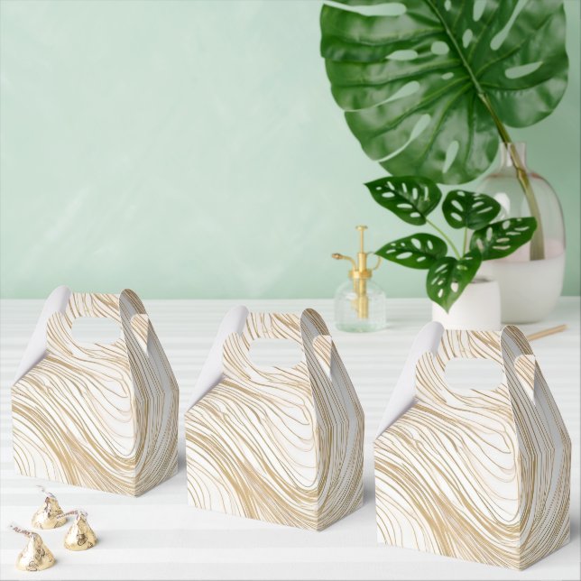 Caixa de Favor com Design Abstrato Dourado e Branc (Múltiplo)