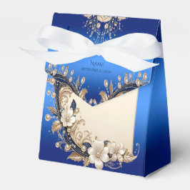 Caixa de Favor com Enfeite Floral Azul Branco