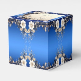 Caixa de Favor com Enfeite Floral Azul Branco