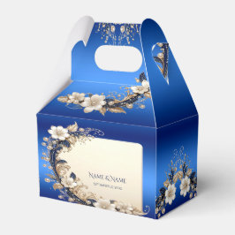 Caixa de Favor com Enfeite Floral Azul Branco