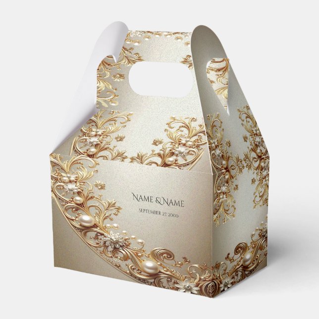 Caixa de Favor com Floreio Dourado Ornamentado (Frente)