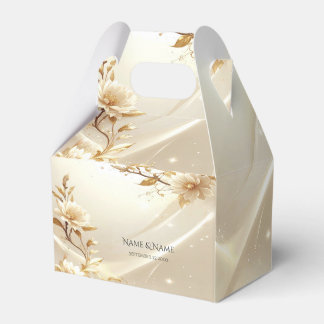 Caixa de Favor com Flores Brancas e Douradas