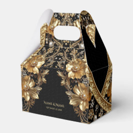 Caixa de Favor com Flores Douradas Ornamentadas