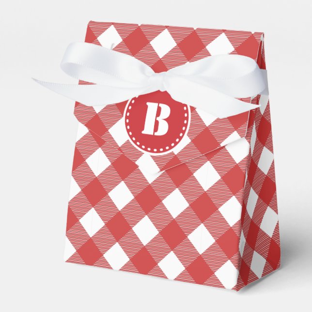 Caixa de Favor com Padrão Xadrez em Gingham Vermel (Frente)