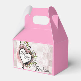 Caixa de Favor de Aniversário Cor-de-Rosa com Dese