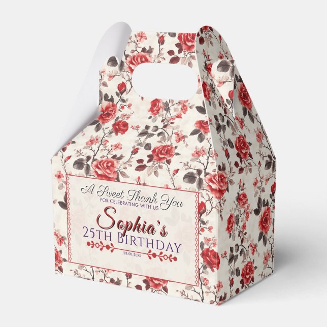 Caixa De Favor De Aniversário De Rosa Único Para M (Frente)