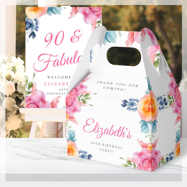 Caixa de Favor de Aniversário do Elegant Floral 90 (Criador carregado)