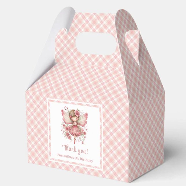 Caixa de Favor de Aniversário Floral com Rubor de  (Whimsical Blush Pink Fairy Flowers Favor Box)