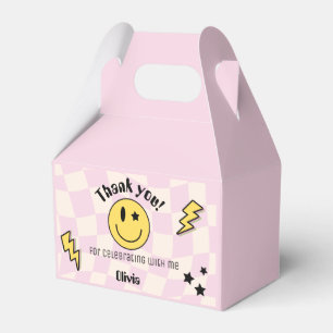Caixa de Favor de Aniversário Retro Rosa Preppy Pa