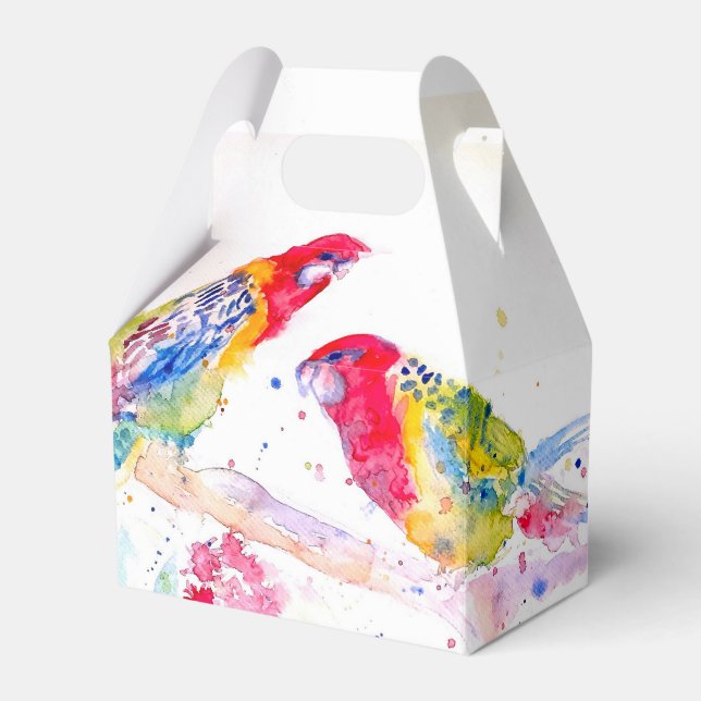 Caixa de Favor de Bolo de Casamento de Papagaio Ve (Frente)