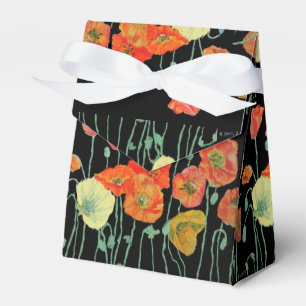 Caixa de Favor de Bolo de Casamento Floral Amarelo