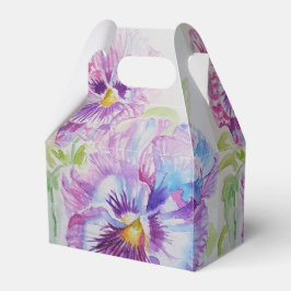 Caixa de Favor de Bolo de Casamento Pansy Roxa