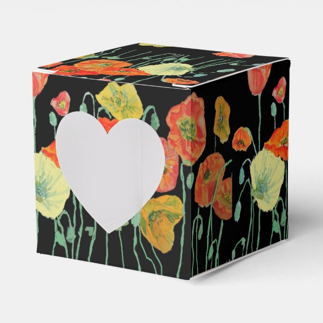 Caixa de Favor de Bolo de Noiva Floral Papoula Lar (Frente)