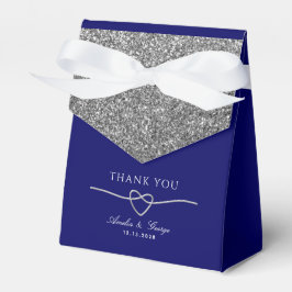 Caixa de Favor de Casamento Azul Prata