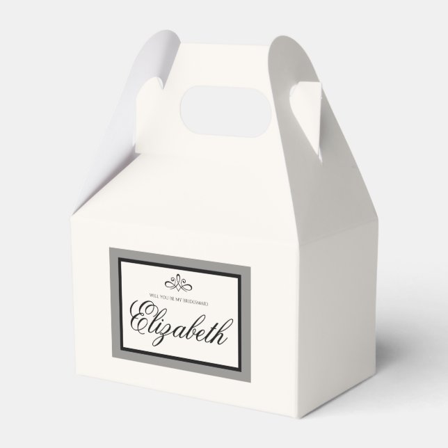 Caixa de favor de casamento branco e preto (Frente)
