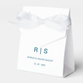 Caixa de Favor de Casamento com Monograma Azul Ele