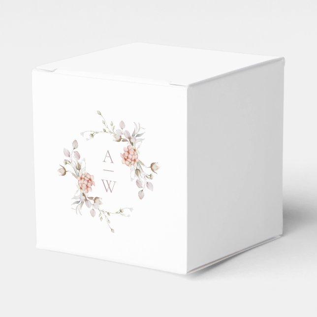 Caixa de Favor de Casamento com Monograma Floral B (Frente)