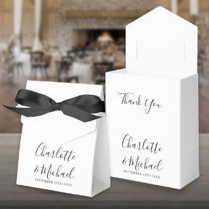 Caixa de Favor de Casamento em Preto e Branco com