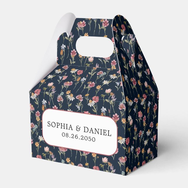 Caixa de Favor de Casamento Flor Silvestre Azul Ma (Frente)