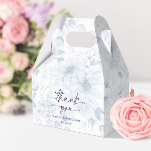 Caixa de Favor de Casamento Floral Azul Elegante