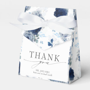 Caixa de Favor de Casamento Floral Azul Poa e Azul