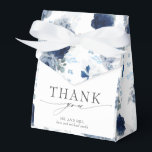 Caixa de Favor de Casamento Floral Azul Poeira e A<br><div class="desc">Caixas de favor de agradecimento elegantes com flores azuis poeira e azul marinho</div>
