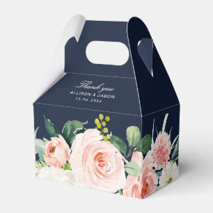 caixa de favor de casamento floral com marinho e c