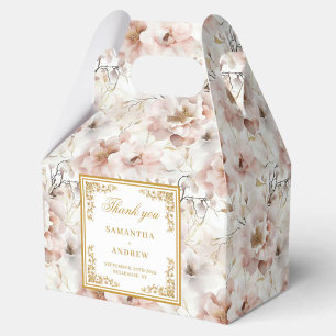 Caixa de favor de casamento floral de marfim de es