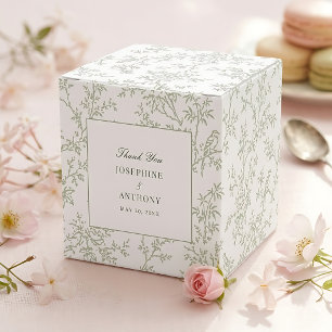 Caixa de Favor de Casamento Floral Verde Sage Chin