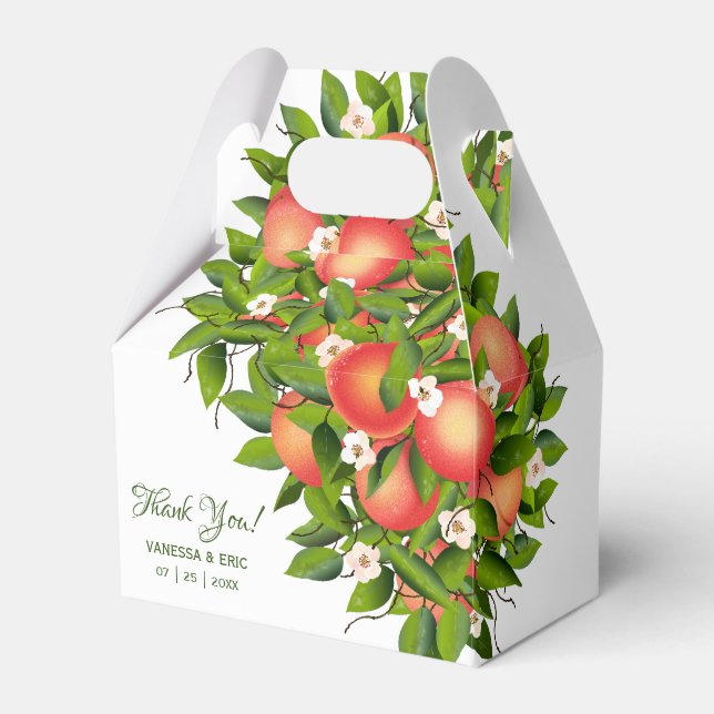 Caixa de Favor de Casamento | Fruta Pêssego Modern (Frente)