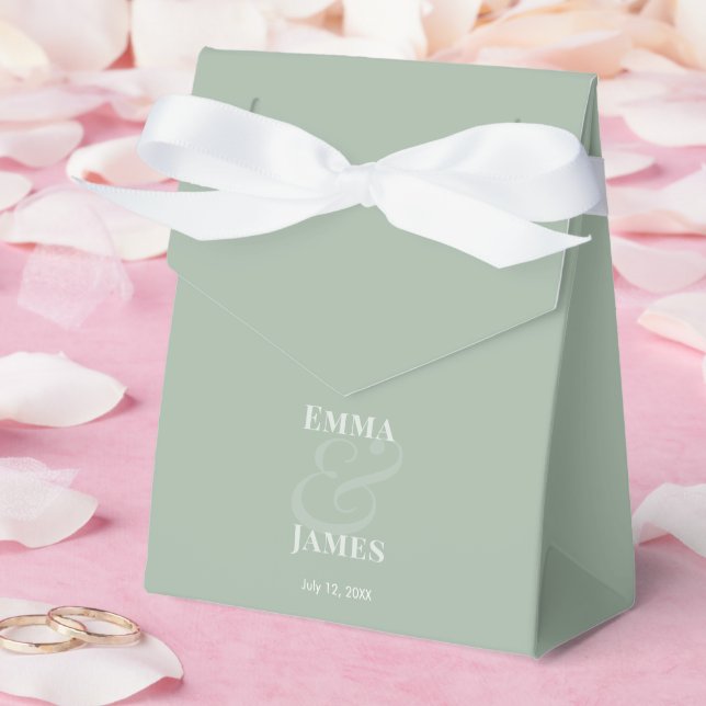 Caixa de Favor de Casamento Sage Invertido | Nomes (Casamento)