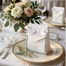 Caixa de Favor de Casamento Verde Esmeralda Elegan