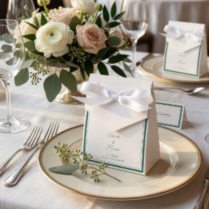 Caixa de Favor de Casamento Verde Esmeralda Elegan