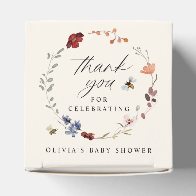 Caixa de Favor de Chuveiro de Bebê Boho Wildflower (Topo)