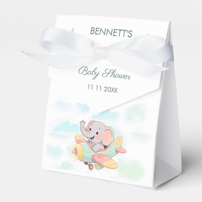 Caixa de Favor de Chuveiro de Bebê Elefante de Aqu (Frente)
