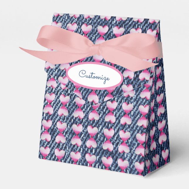 Caixa De Favor De Corações Tingidos E Denim (Frente)