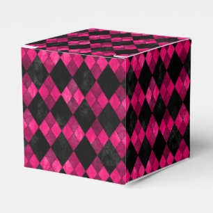 Caixa de Favor de Festa Argyle Rosa e Preto
