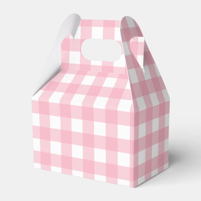 Caixa de Favor de Festa com Xadrez Rosa Gingham (Frente)