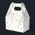 Caixa de Favor de Festa-Estrelas Douradas Caixa de<br><div class="desc">Caixa de favor de festa mostrada em um design impresso de estrelas douradas festivas e pequenas. Cor Branco Personalize este item ou compre como está. Imagem de estoque</div>
