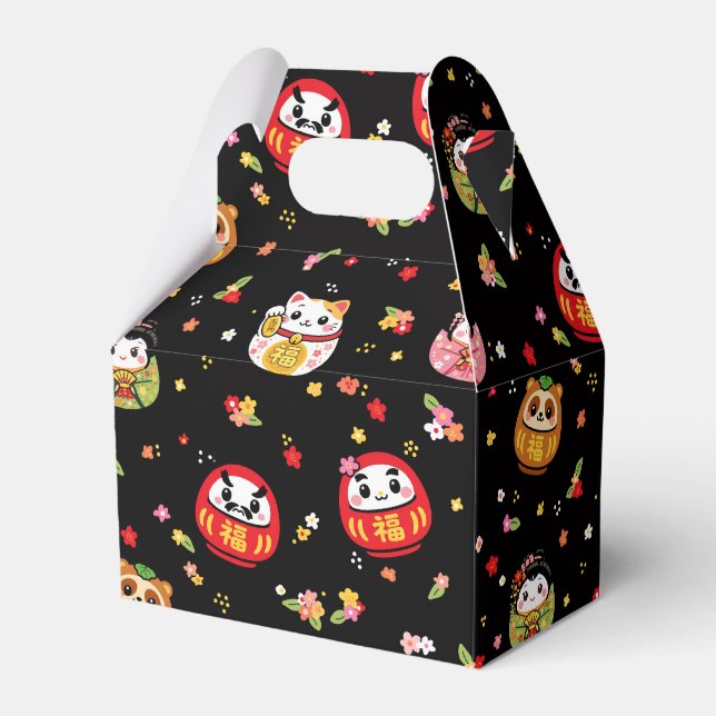 caixa de favor de festa padrão japonês daruma (Frente)