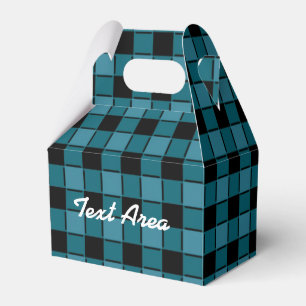 Caixa de Favor de Festa Xadrez Plaid Preta e Azul 