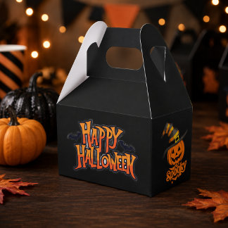 Caixa de Favor de Halloween com Chapéu de Bruxa de