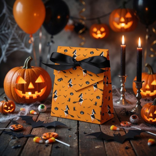 Caixa de Favor de Halloween Laranja com Bruxas (Criador carregado)