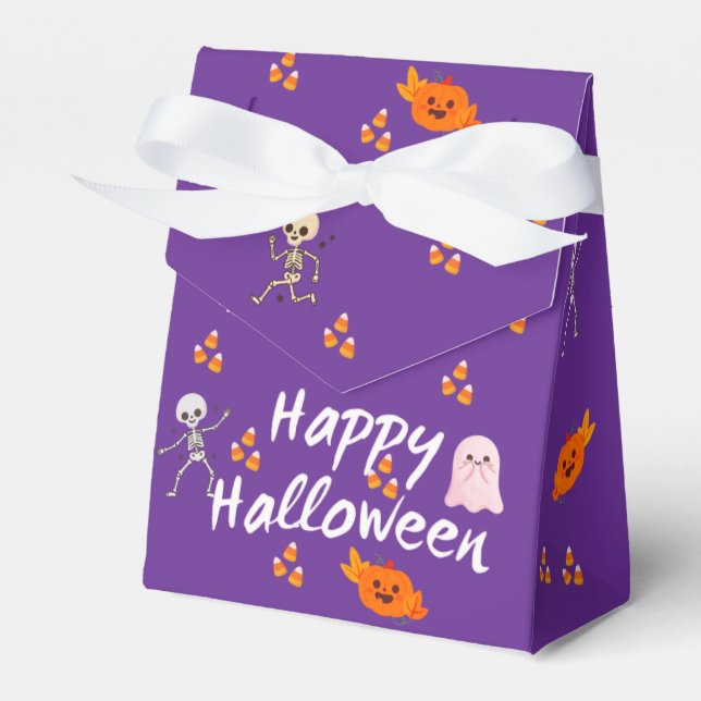 Caixa de Favor de Halloween Roxa Fofa 2 (Frente)