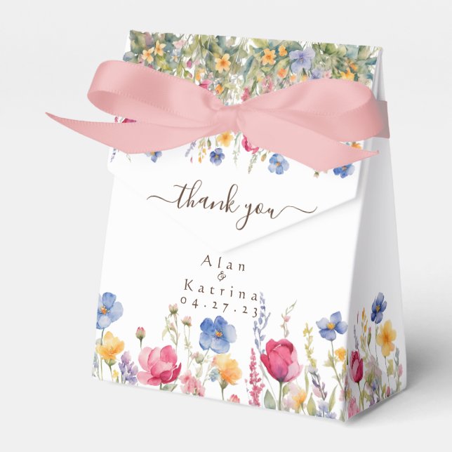 Caixa de Favor de Jardim de Flores Silvestres Boho (Frente)