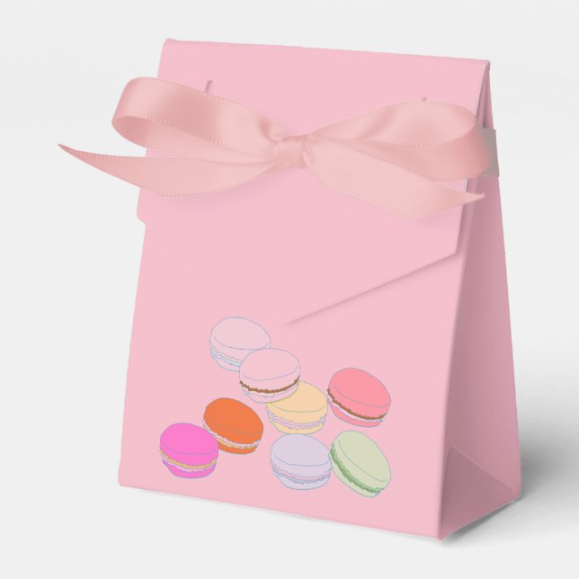 Caixa de Favor de Macaron Francês Tema Rosa Paris (Frente)