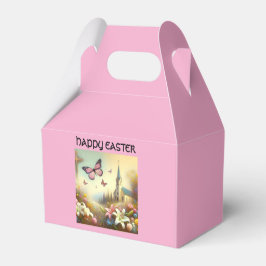 Caixa de favor de Páscoa feliz em rosa