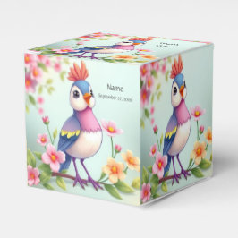Caixa de Favor de Pássaro Floral Rosa Azul Fofa