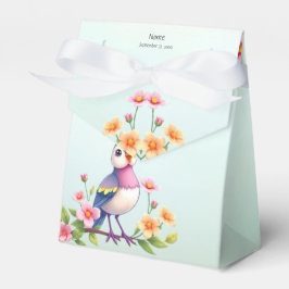 Caixa de Favor de Pássaro Floral Rosa Azul Fofo